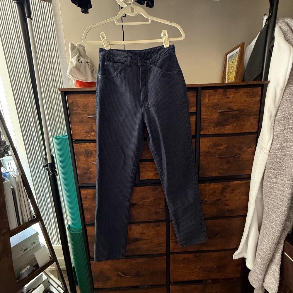 Edwin Women's Dark Navy Straight Leg with subtle stripes